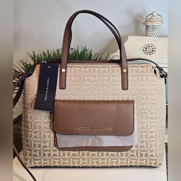 Tommy Hilfiger Cream & Brown Satchel
